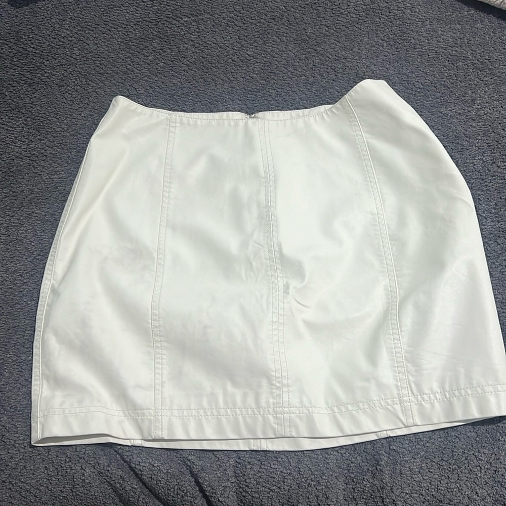 Free people white leather skirt